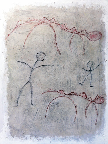 Ominidi e animali I di Andrea Benetti, Pittura in vendita su Singulart