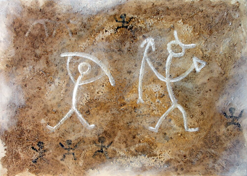 Ominidi paleolitici II di Andrea Benetti, Pittura in vendita su Singulart