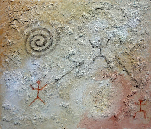 Spirale con ominidi di Andrea Benetti, Pittura in vendita su Singulart