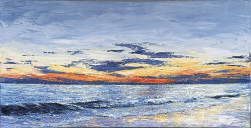 Winter sunset on the beach von Gema Cebrian, Malerei kaufen auf Singulart