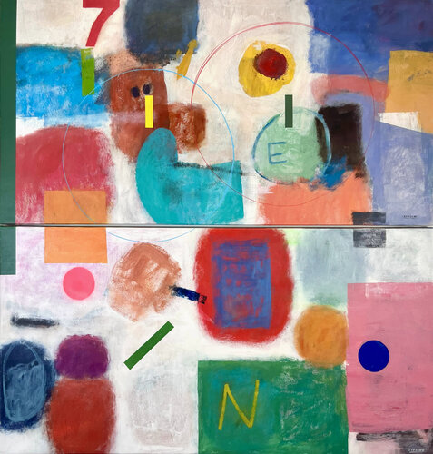 Random Colors and Circles 1-2 (Diptych) par Joejene C. Santos, Peinture en vente sur Singulart