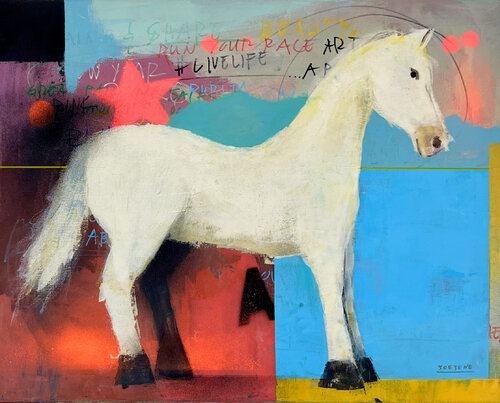 White Horse di Joejene C. Santos, Pittura in vendita su Singulart