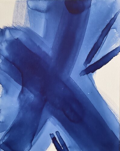 Petit Indigo 2023  24 x 30 x 4.5 cm von Joëlle Cabanne, Malerei kaufen auf Singulart
