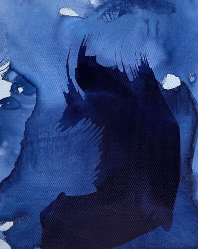 Indigo Anima # 16 24 x 30 x 2.5 cm von Joëlle Cabanne, Malerei kaufen auf Singulart