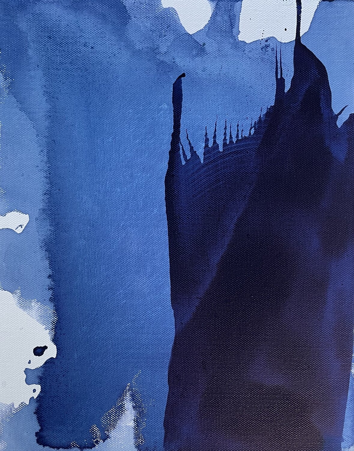 Indigo Anima #10  24 x 30 x 2.5 cm Joëlle Cabanne Originalgemälde zu verkaufen