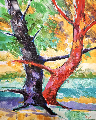 Dernier tango en forêt von Pascal Langevin, Malerei kaufen auf Singulart