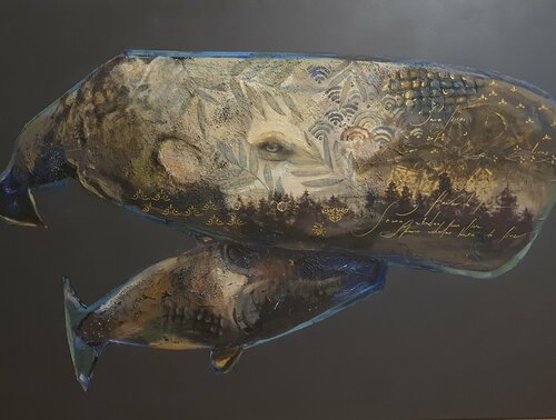 Cachalot's family di Viktoria Adkozalova, Pittura in vendita su Singulart