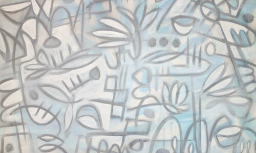 Soft Blue and White di Michelle Louis, Pittura in vendita su Singulart