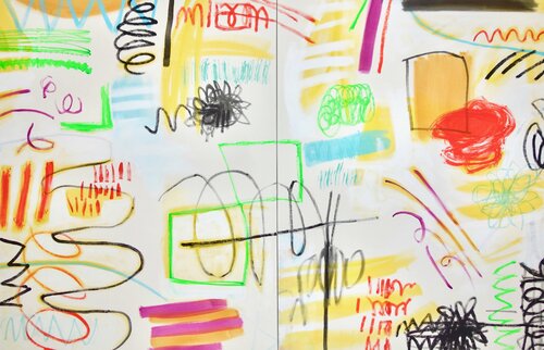 Bumblebee Atlas (Diptych) di Michelle Louis, Pittura in vendita su Singulart