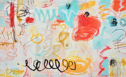 Tomatoes, Flowers, Butterflies (A Garden Love Story) van Michelle Louis, Schilderij te koop op Singulart