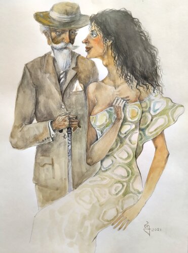 Late love of Gentleman von Giorgi Rurua, Zeichnungen kaufen auf Singulart