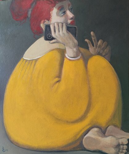 On The phone line by Giorgi Rurua, Painting for Sale on Singulart