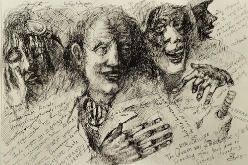 Manuscripts on the sketches di Giorgi Rurua, Pittura in vendita su Singulart