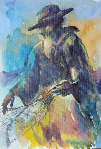 Boatman and a lake di Giorgi Rurua, Pittura in vendita su Singulart