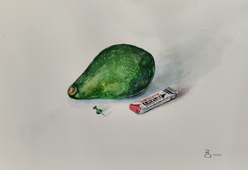 Easy still life with avocado von Giorgi Rurua, Malerei kaufen auf Singulart