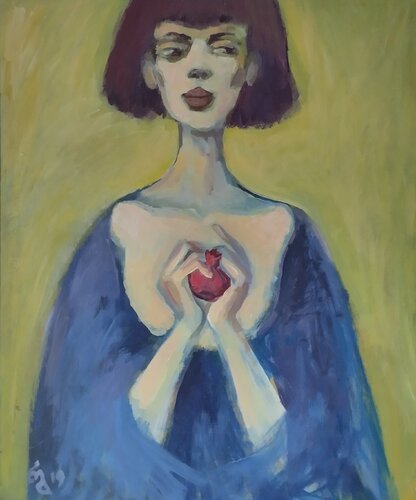 Girl with a pomegranate von Giorgi Rurua, Malerei kaufen auf Singulart