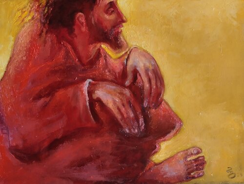 Man in desert di Giorgi Rurua, Pittura in vendita su Singulart