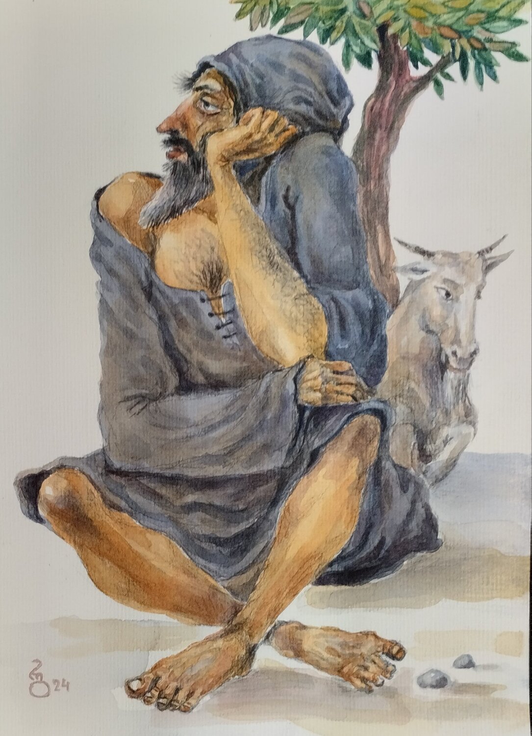 A monk and its goat Giorgi Rurua