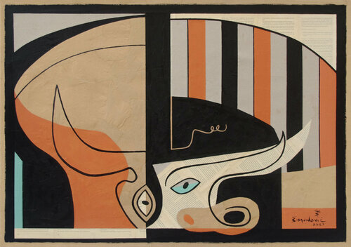 the bull that won van Bernard Simunovic, Schilderij te koop op Singulart