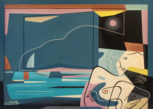 in the moonlight van Bernard Simunovic, Schilderij te koop op Singulart