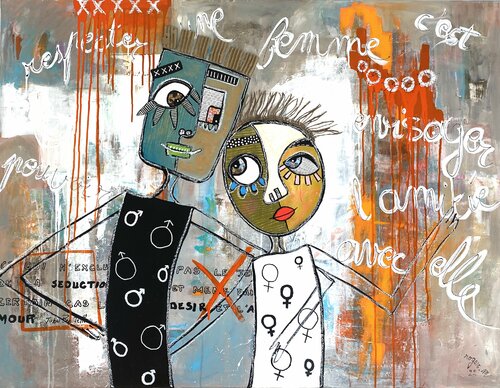 Elle et Lui, plus l'Amitié van RogerM, Schilderij te koop op Singulart