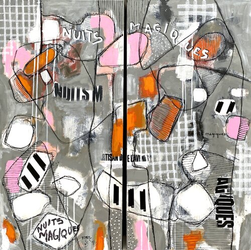 Nuits Magiques - Diptyque by RogerM, 회화 for Sale on Singulart