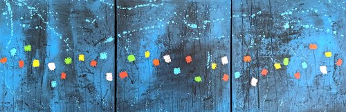 Champs de Cosmos sous la Lune di RogerM, Pittura in vendita su Singulart