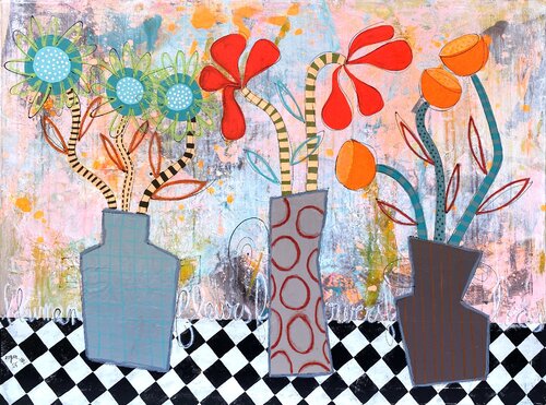 Les Trois Vases di RogerM, Pittura in vendita su Singulart