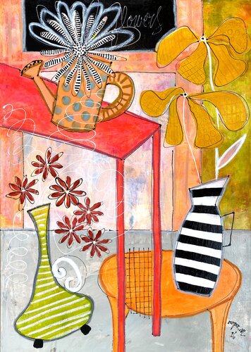 Petites Fleurs sous la Fenêtre by RogerM, 회화 for Sale on Singulart