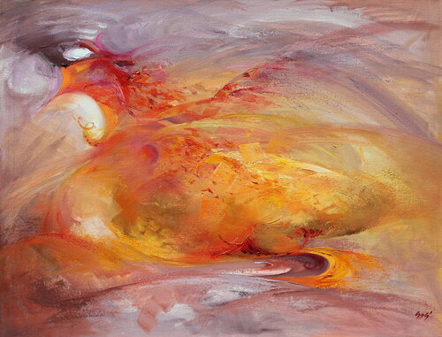 The dawn of the Phoenix di Éva Szakács, Pittura in vendita su Singulart