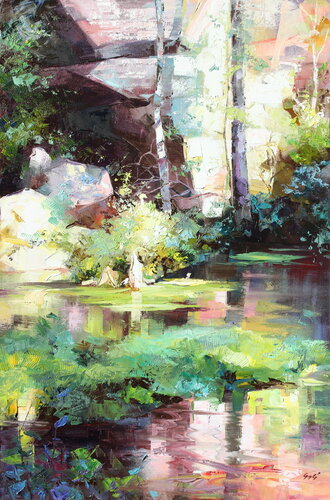 magnificent rock-garden di Éva Szakács, Pittura in vendita su Singulart