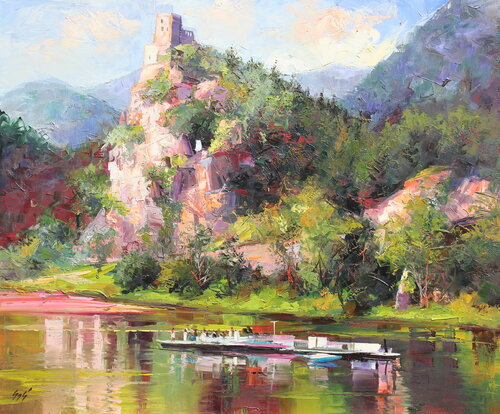 Castle by the river von Éva Szakács, Malerei kaufen auf Singulart