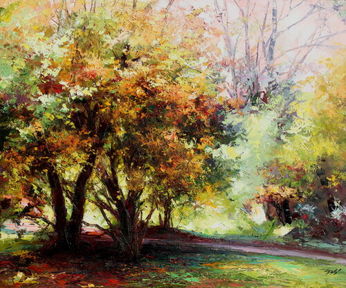 Autumn foliage par Éva Szakács, Peinture en vente sur Singulart
