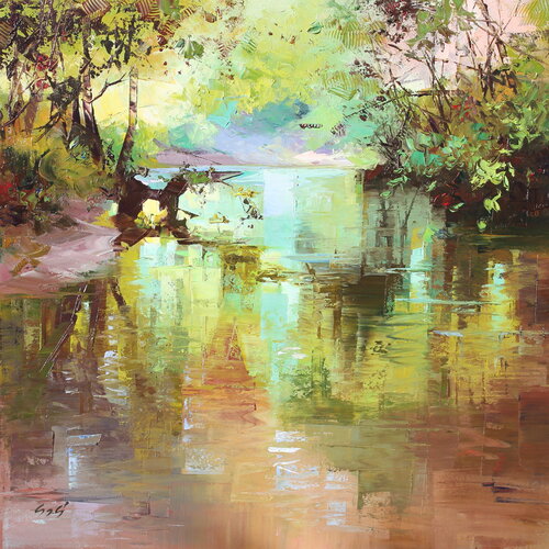 Water mirror di Éva Szakács, Pittura in vendita su Singulart