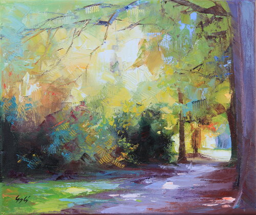 Autumn sunshine par Éva Szakács, Peinture en vente sur Singulart