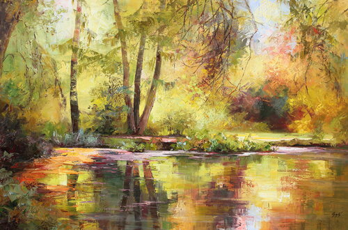 In an embrace of colors par Éva Szakács, Peinture en vente sur Singulart