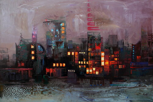The light lives in the hearts par Éva Szakács, Peinture en vente sur Singulart