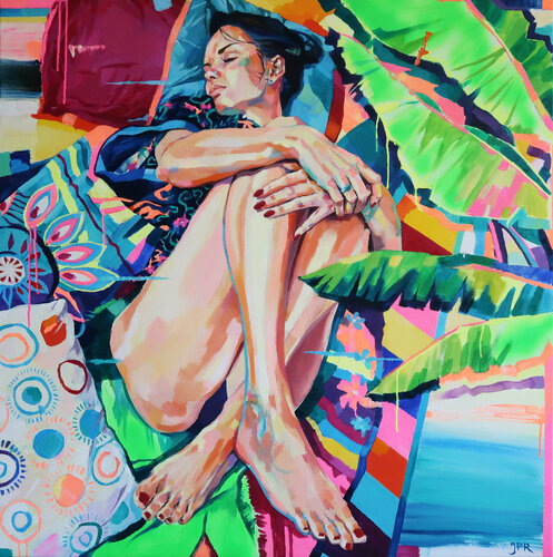 Under the palm trees van Joanna Pilarczyk, Schilderij te koop op Singulart
