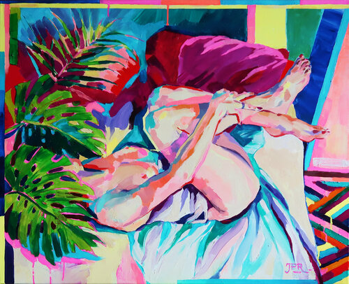 Hidden in Flowers van Joanna Pilarczyk, Schilderij te koop op Singulart