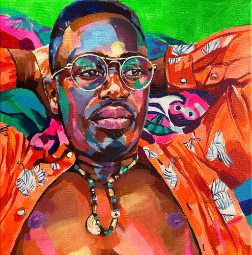 Man in Orange Shirt van Joanna Pilarczyk, Schilderij te koop op Singulart