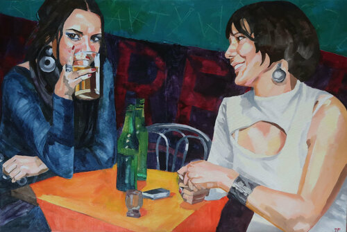 Self portrait with a friend van Joanna Pilarczyk, Schilderij te koop op Singulart