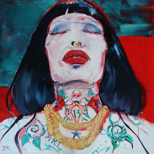Madonna with a golden necklace van Joanna Pilarczyk, Schilderij te koop op Singulart