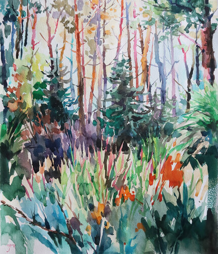 Autumn trees van Joanna Pilarczyk, Werk op papier te koop op Singulart