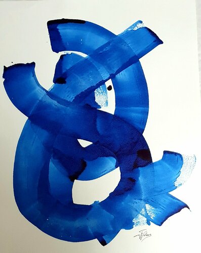 Abstraction Bleue by jeanine FITOU VALENS, 종이 for Sale on Singulart