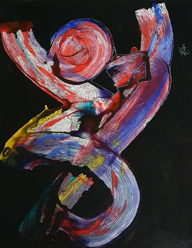 Abstraction Couleur noire by jeanine FITOU VALENS, Work on Paper for Sale on Singulart