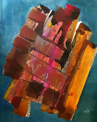 Abstraction Rectangulaire by jeanine FITOU VALENS, 종이 for Sale on Singulart