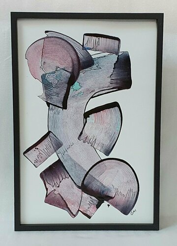 Abstraction Mauve et rose by jeanine FITOU VALENS, 종이 for Sale on Singulart
