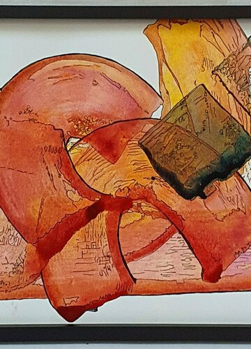 Abstraction Rouge et Jaune et Vert by jeanine FITOU VALENS, 소묘 for Sale on Singulart