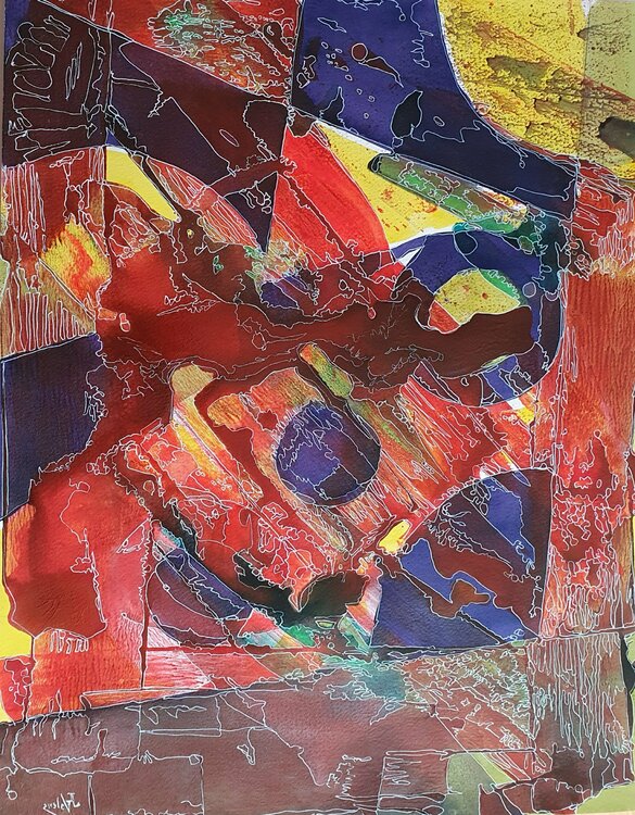 Abstraction Rouge jeanine FITOU VALENS