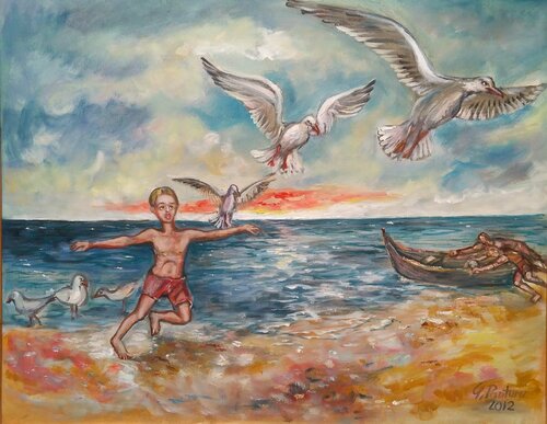 L'enfant oiseau von George Panturu, Malerei kaufen auf Singulart